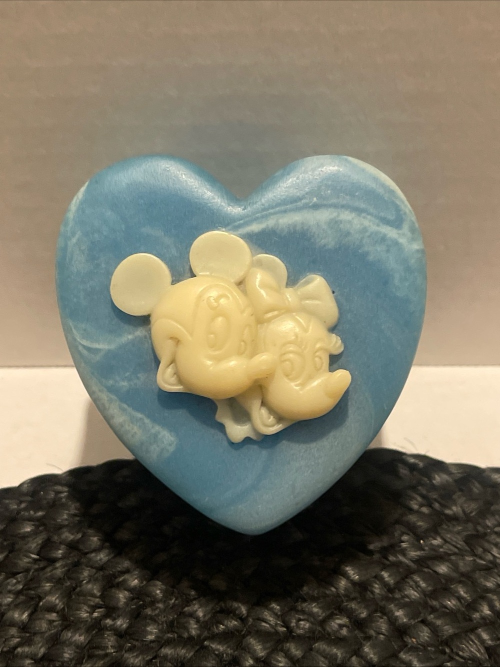 Vintage Mickie & Minnie soap stone heart trinket box